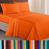 Elegant Comfort Luxe 1500 Premium Hotelkwaliteit Microfiber Drielijn Geborduurde Zachtste 4-delige lakenset, kreuk- en vervagingsbestendig, 2 aparte bedden, oranje