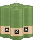 Wiedemann Cilinderkaars/stompkaars - 4x - lichtgroen - 15 x 7 cm - 63 branduren
