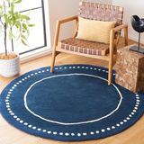 Safavieh Bella Collection BEL151A Handmade Light Blue and Ivory Premium Wool Area Rug Transctioneel. 5' in Diameter marineblauw/ivoor