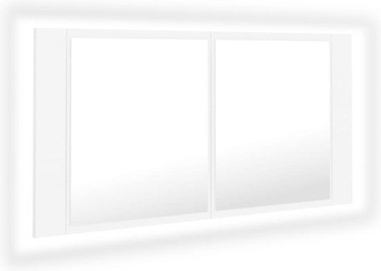 vidaXL Badkamerkast met spiegel en LED 90x12x45 cm acryl wit