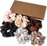 Markenlos Famanu – 6 stuks satijnen scrunchies, fluffy set voor dik/krullend/lang haar
