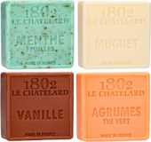 Le Chatelard 1802 Set Marseille Soap 4 x 100g - Menthol, Lily of the Valley, Vanilla, Citrus Green Tea - Palm Oil Free