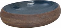 vidaXL Opzetwasbak ovaal 59x40x15 cm keramiek bruin en blauw