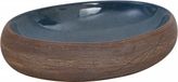 vidaXL Opzetwasbak ovaal 59x40x15 cm keramiek bruin en blauw