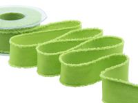 Furlanis - Decoratief lint met franjes, type katoen, voor decoraties en verpakkingen, Italiaanse stof - pistachegroen, 38 mm x 15 m