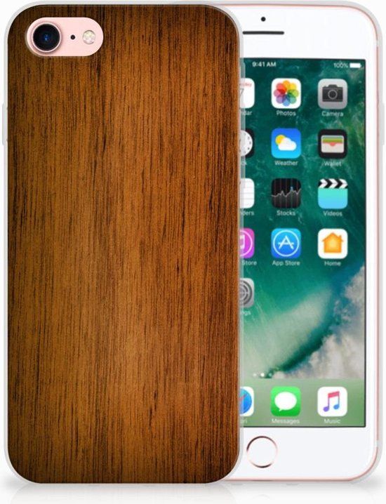 B2Ctelecom Hoesje iPhone SE (2020/2022) / 8 / 7 - Donker Hout - Back Cover