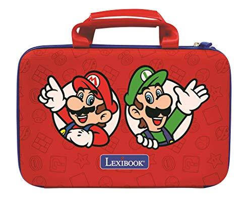 Lexibook MFA50NI Nintendo Super Mario Console Beschermende Draagtas Kinderen-Kids Tablet Transportcase, Blauw/Rood