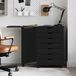Prolenta Maison Exclusive - Rangement à roulettes avec bureau, modèle MOSS, en bois massif de pin, couleur noire