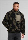 Urban Classics Pattern Teddy Trackjacket Jacket - Olijfgroen - XL