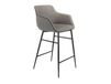 Tabouret en tissu gris et acier noir
