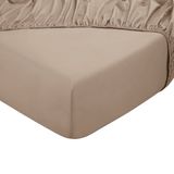 PHLOX Hoeslaken - 100% Katoen Satijnen (300 TC) - Tweepersoons 140x200 cm - Zacht & Huidvriendelijk - Rondom Elastiek - Beige