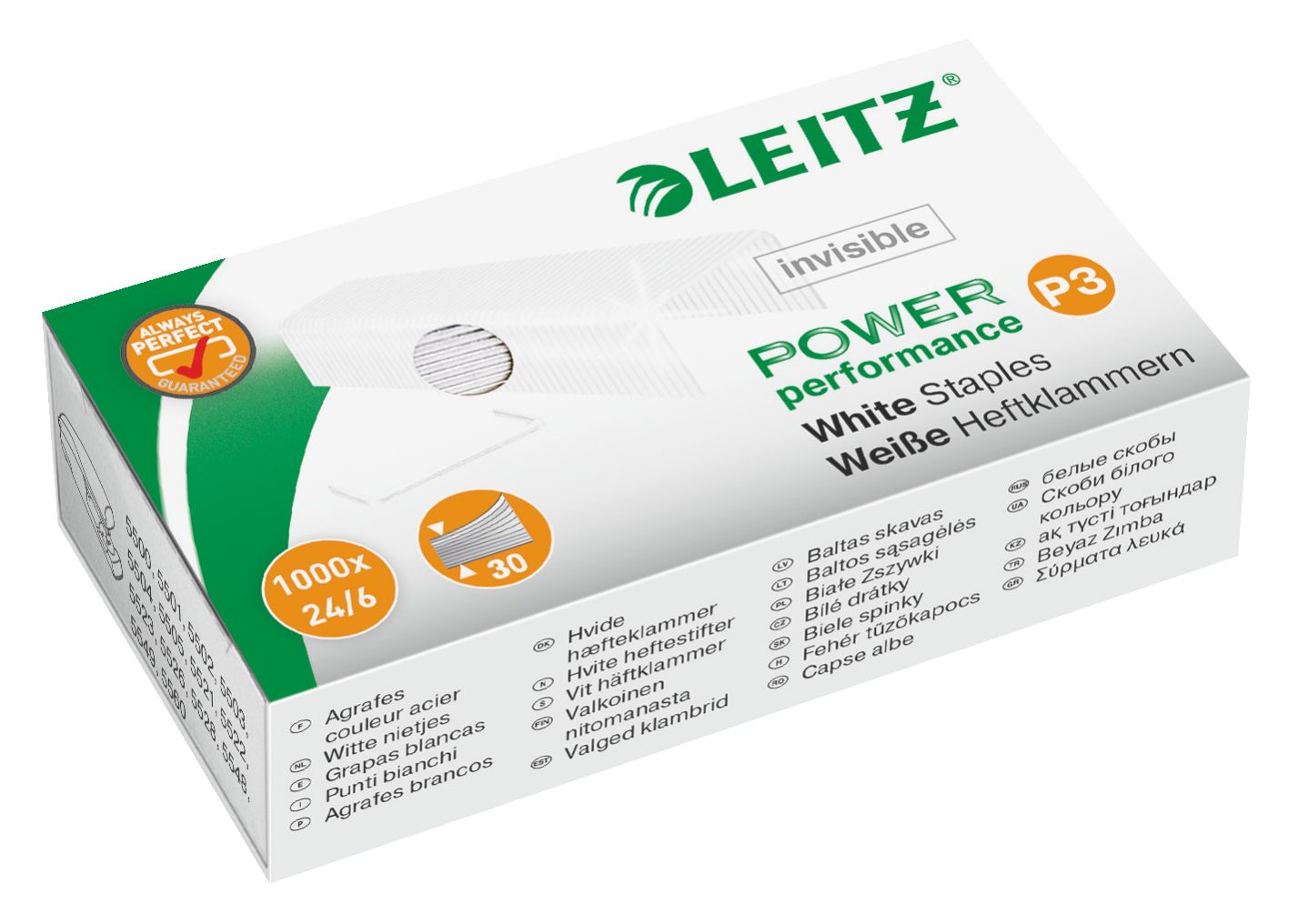 Leitz Power Performance P3 nietjes 24/6 Wit 1000 stuks