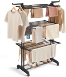 Merkloos Droogrek Staand Metaal Zwart Verticaal Op Wielen 125x170 cm - Droogtoren - Wasrek - Washanger