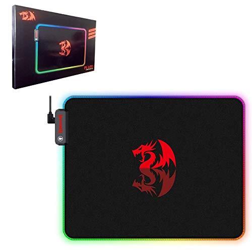 REDRAGON Pluto Gaming-muismat, ergonomisch, RGB USB, antislip oppervlak, waterdicht, gaming-muismat, videospellen, retroverlichting, voor pc en Mac (medium)