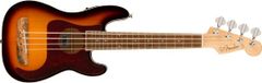Fender Fullerton Precision Bass Uke WN Tortoiseshell Pickguard 3-Color Sunburst elektrisch-akoestische bas ukelele