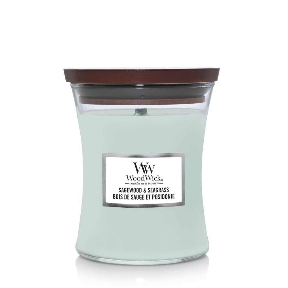 WoodWick Sagewood & Seagrass Medium Jar - Turquoise - 275g