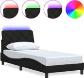 vidaXL Bedframe met LED-verlichting, zonder matras, zwart, 90x200 cm, stof