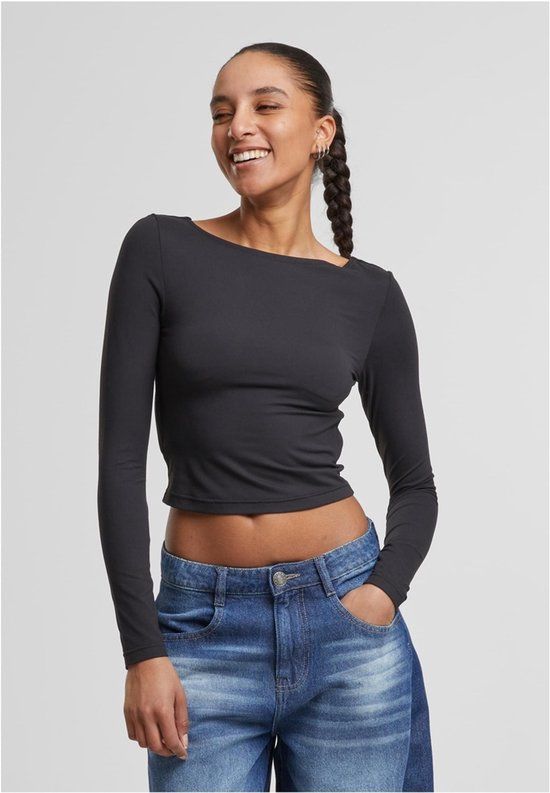 Urban Classics Slim Fit Lange Mouwen Top Vrouwen Dames Shirt met lange mouwen - zwart - M