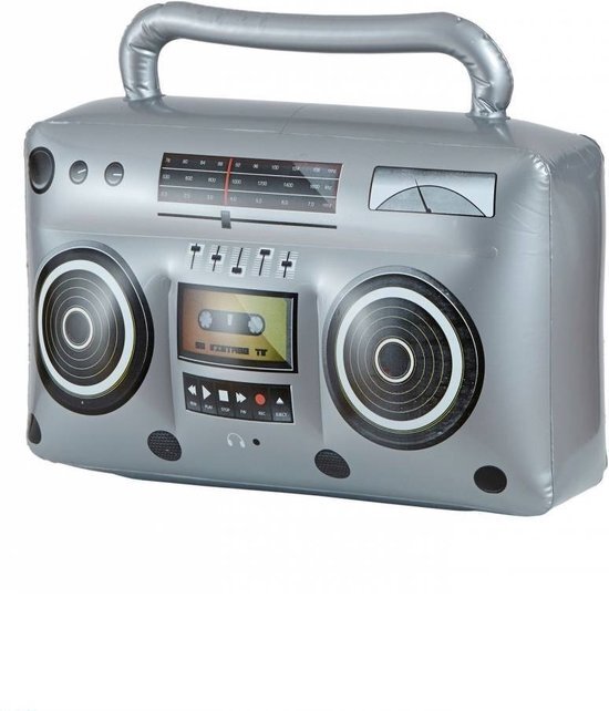 Widmann 04818 - Opblaasbare radio, afmeting ca. 50 x 30 cm, accessoire voor trainingspakken, decoratie, Ghettoblaster