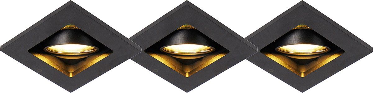 QAZQA Qure Inbouwspot - 1 lichts - L 10 cm - Zwart