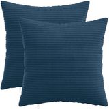 vidaXL Kussensloop 2 stuks HEERLEN Marineblauw 40 x 40 cm corduroy