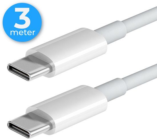 Nuvance USB-C Kabel - 100W - USB-C naar USB-C - 3 Meter - Wit