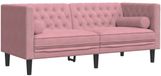 vidaXL Tweezitsbank Chesterfield-stijl fluweel roze
