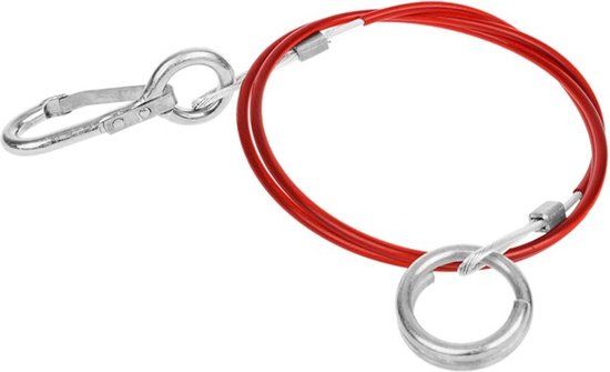 ProPlus Breekkabel met ring - verzinkt - 1 meter - rood - voor geremde aanhangwagens
