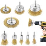 Unyqoos® 9-delige set messingdraadborstels voor boormachine