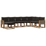 vidaXL Buiten bank set 8 st Naturel en Zwart