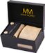 Massi Morino Stropdas Set Champagne Vierkant met Manchetknopen, Pochet en Dasspeld