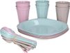 PlasticForte Servies set - 31-delig - pastel - kunststof - herbruikbaar - BPA-vrij - picknick servies - camping