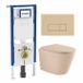 QeramiQ Dely Toiletset - 36.3x51.7cm - Geberit UP720 inbouwreservoir - sans bride - culotte - 35mm zitting - softclose - plaque de commande beige - boutons rectangulaires - beige mat