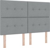 vidaXL LED Box Spring Bed with Headboard Light Grey 140 x 200 cm Fabric