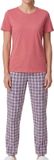 Ammann Dames pyjama Mix & Match Korte mouw Geruit Vrouwen 100% Katoen Mauvewood Maat 38