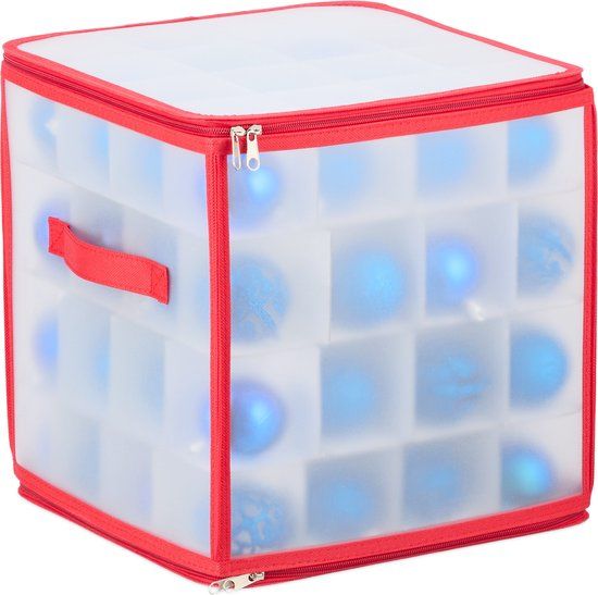 Merkloos Relaxdays Kerstballen Opbergbox - 64 Vakken - 31 x 30 x 30 cm