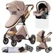 StarTech Luxe kinderwagen - 3-in-1 combiwagen - Geschikt voor pasgeborenen - Compatibel met autostoeltjes - 5-punts veiligheidsgordel - Opvouwbaar - Schokabsorberend - Khaki kleur