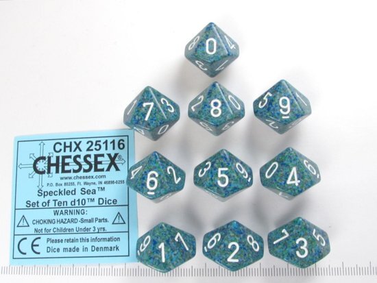 Chessex dobbelstenen set 10 10-zijdig Speckled Sea