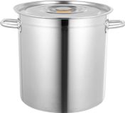 Grande marmite à induction - Marmite - 35 litres - Fabriqué en acier inoxydable 201 - Couvercle Ø 37,5 cm - Dimensions 47x36 cm - Forme cylindrique - Gris clair