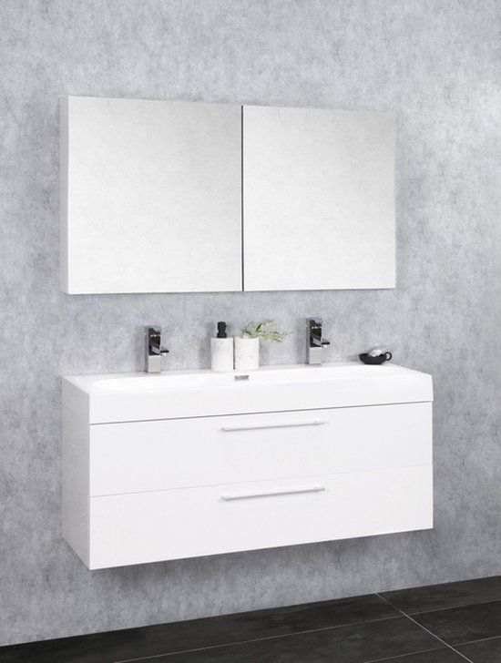 Differnz Somero badkamermeubelset 100 cm hoogglans wit - Zonder spiegelkast