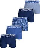 Björn Borg Cotton Stretch boxers - heren boxers normale lengte (5-pack) - blauw - donkerblauw - print