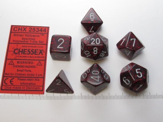 Chessex dobbelstenen set 7 polydice Speckled Silver Volcano