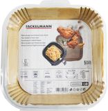 Fackelmann 50 Bakvormpjes van Papier met Antiaanbaklaag voor Airfryer - Vierkant, Bruin, 20 cm