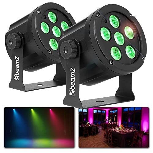 BeamZ Set van 2x SlimPar30 Discolamp - Complete set van 2 LED Discolampen voor Feestverlichting of voor de DJ - Krachtige 6x 3W LED lampen met veel kleuren