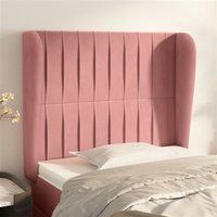 vidaXL Tête de Lit avec Oreilles Meuble de Chambre à Coucher Accessoire de Lit Simple Tête de Cadre de Lit Intérieur Rose 93x23x118/128 cm Velours