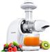 Merkloos Slow Juicer BPA-vrij voor groenten en fruit, professionele sapcentrifuge met sapkan, omkeerfunctie, stille motor met toerental 70 omw/min, wit, kunststof