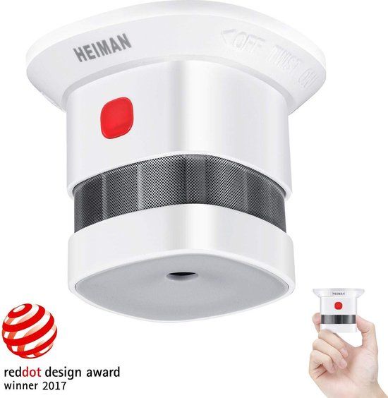 Heiman Mini-rookmelder, brandalarm met 10 jaar batterijduur, VdS- en NEN-EN14604-gecertificeerde rookmelder met brandalarm en foto-elektrische sensor, 1-delige set