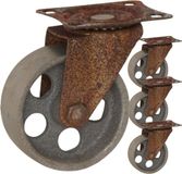 Meso Grijs Rubber zwenkwiel zwarte behuizing met topplaat - 125mm - 180kg