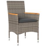 VidaXL 3-delige Tuinset met Kussens, Poly Rattan en Acaciahout, Grijs
