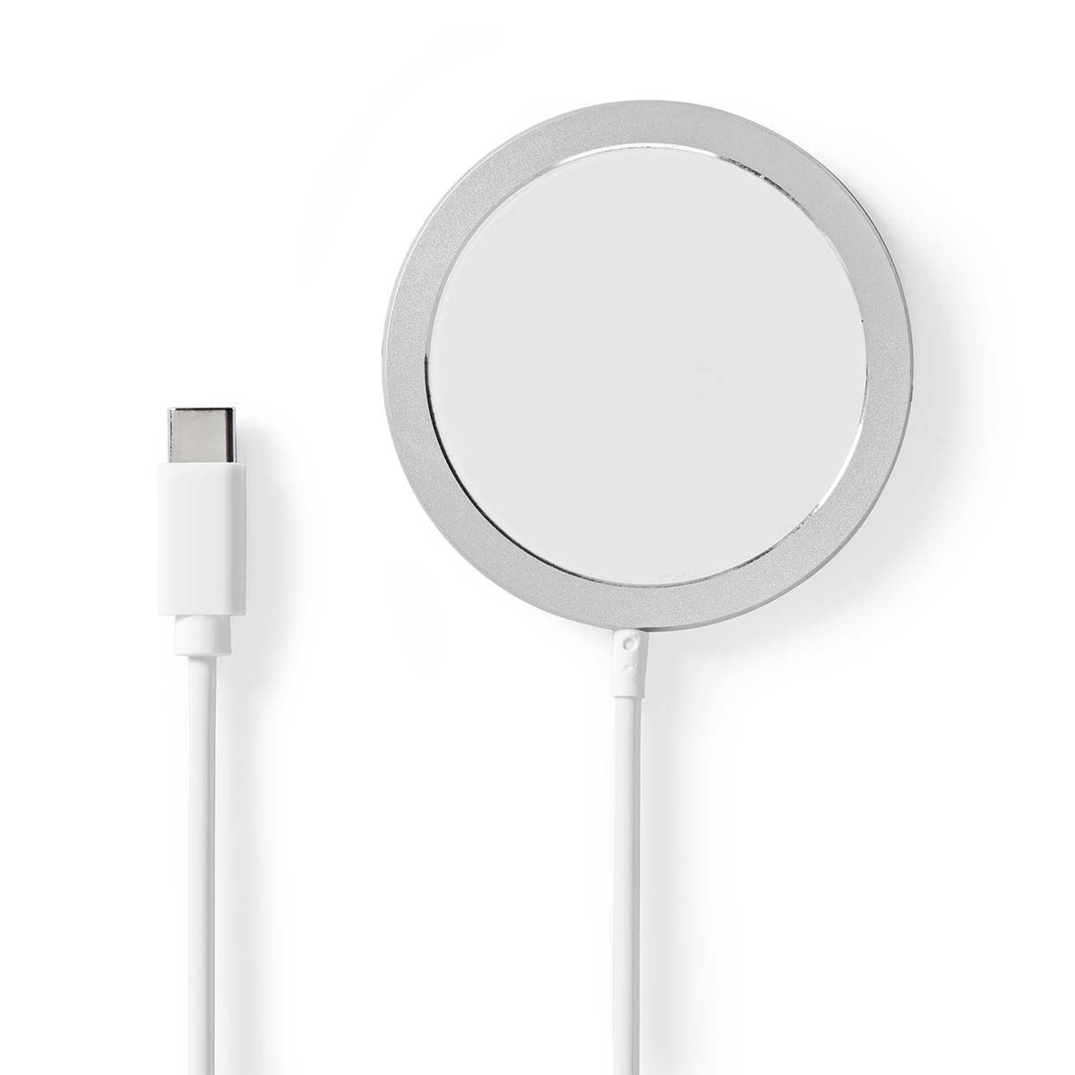 Nedis Wireless 15W USB-C Fast Charger White/Aluminium